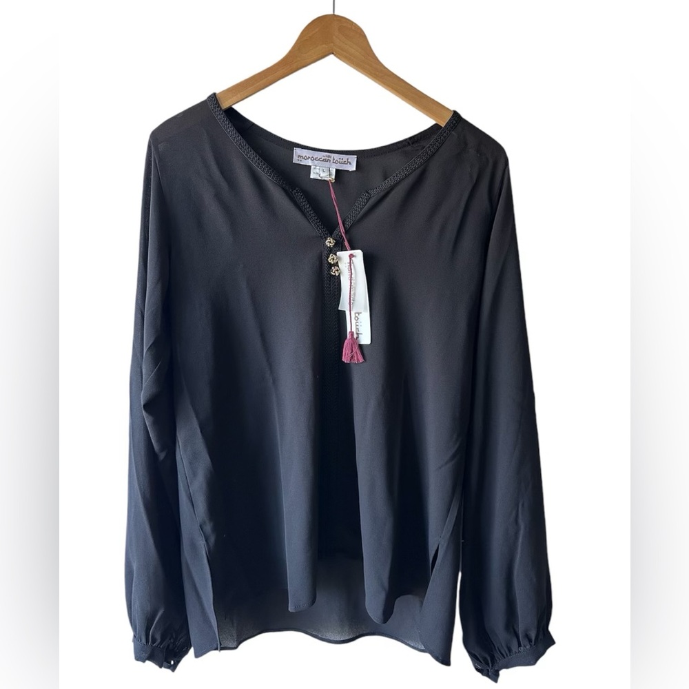Black Moroccan Touch Long Sleeve with Gold Accents
